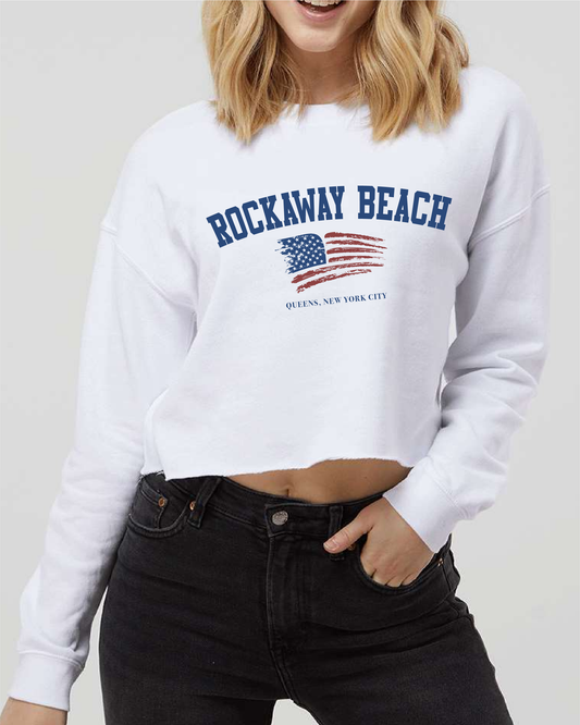 Women's Cropped American Flag Crewneck