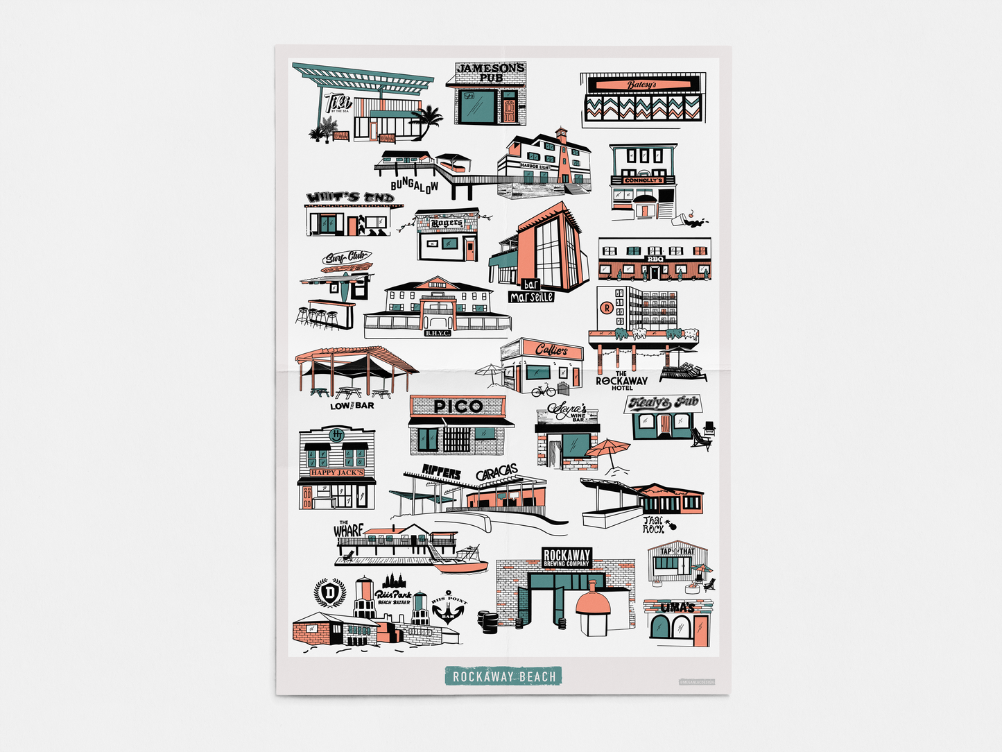 Rockaway Bar Poster | 12" x 18" Glossy Print