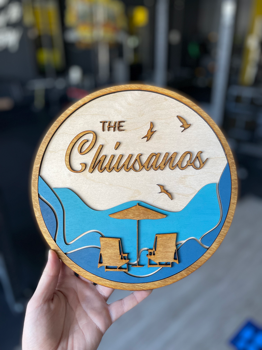 Geometric Waves | Custom Laser Cut + Hand Painted Sign | 9.5" x 9.5" (Preorder)