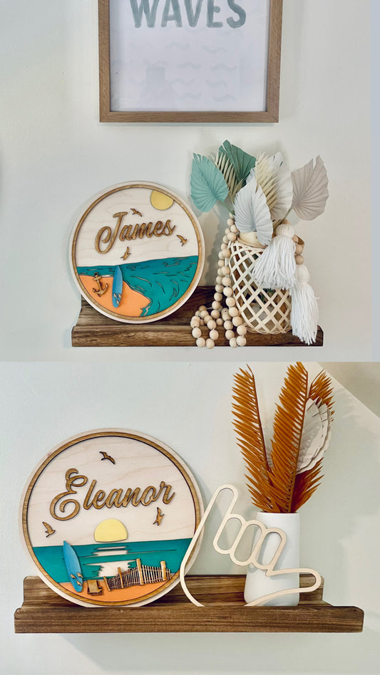 Beach Scene | Custom Laser Cut + Hand Painted Sign | 9.5" x 9.5" (Preorder)
