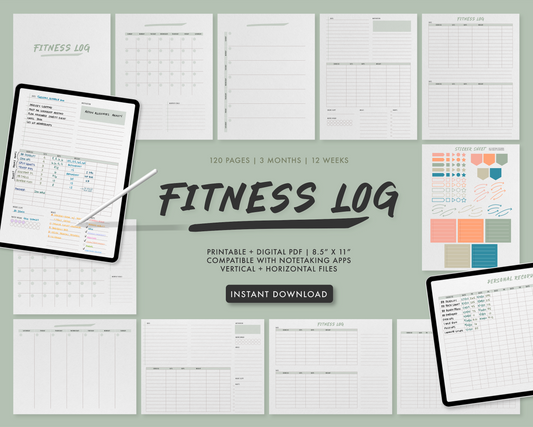 Fitness Planner, Daily Planner, Habit Tracker, Wellness Journal