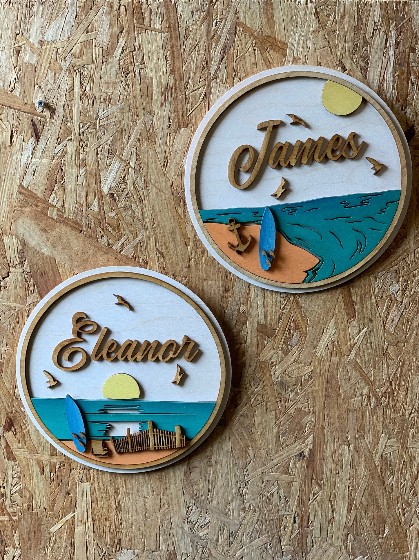Beach Scene | Custom Laser Cut + Hand Painted Sign | 9.5" x 9.5" (Preorder)