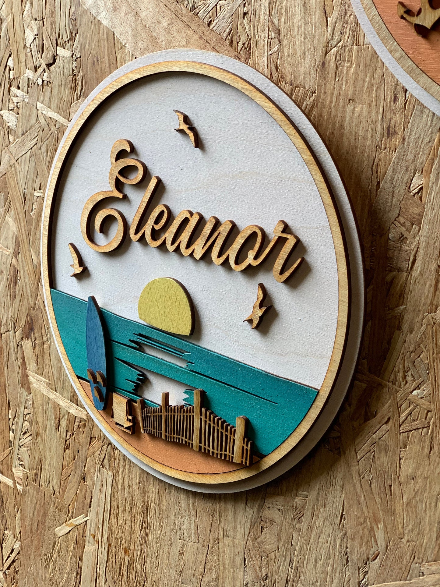 Beach Scene | Custom Laser Cut + Hand Painted Sign | 9.5" x 9.5" (Preorder)