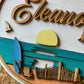 Beach Scene | Custom Laser Cut + Hand Painted Sign | 9.5" x 9.5" (Preorder)