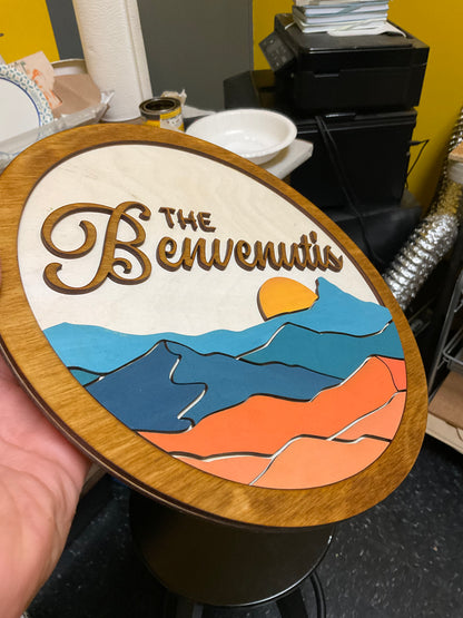 Mountains | Custom Laser Cut + Hand Painted Sign | 9.5" x 9.5" (Preorder)