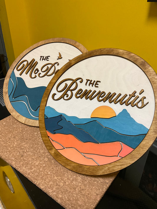 Mountains | Custom Laser Cut + Hand Painted Sign | 9.5" x 9.5" (Preorder)